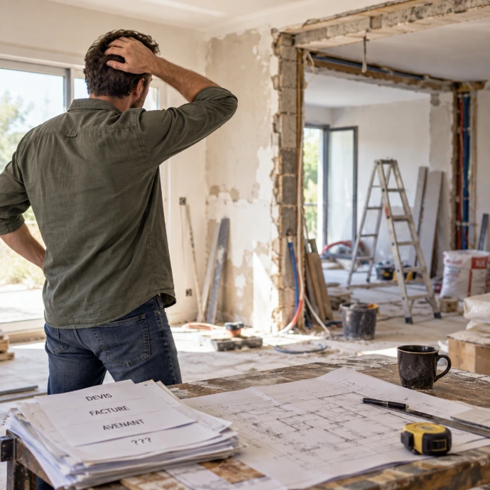 Propriétaire face à un chantier de rénovation mal engagé et inachevé