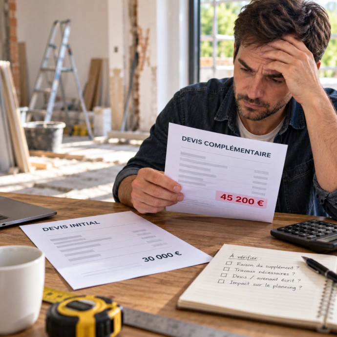 Devis travaux qui augmente fortement en cours de chantier avec travaux supplémentaires